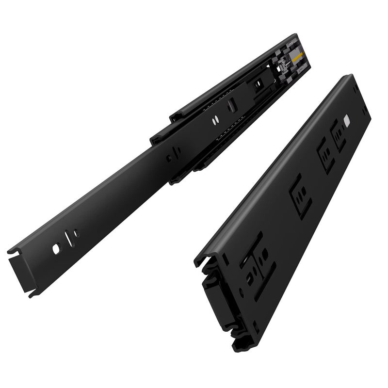 VADANIA 24" Soft Close Drawer Slide, #VK1245, 3-Fold Full Extension, Self Silent Closing, Heavy Duty 100lb Load Capacity, Ball Bearing, Side Mount, Black, 1-Pair - Image 1
